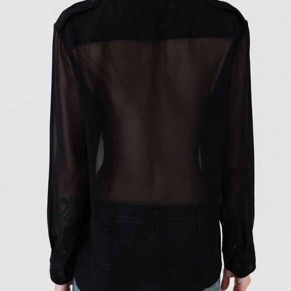 Nili Lotan Betty C. Silk Shirt in Black - Picture 2 of 5